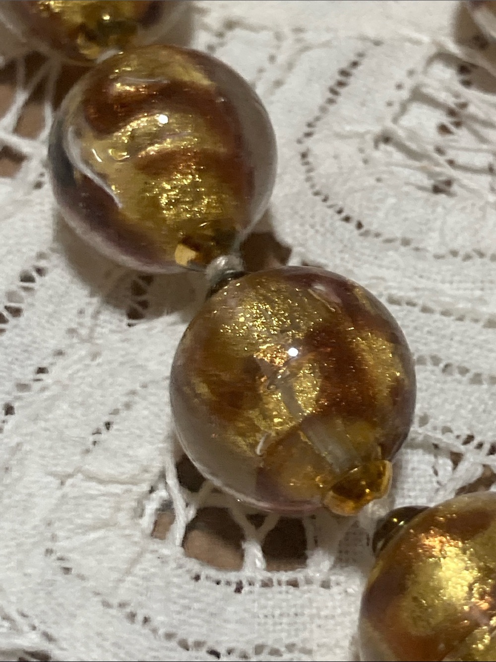 Gold Glass Bead Necklace - Picture 11 of 12